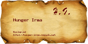 Hunger Irma névjegykártya